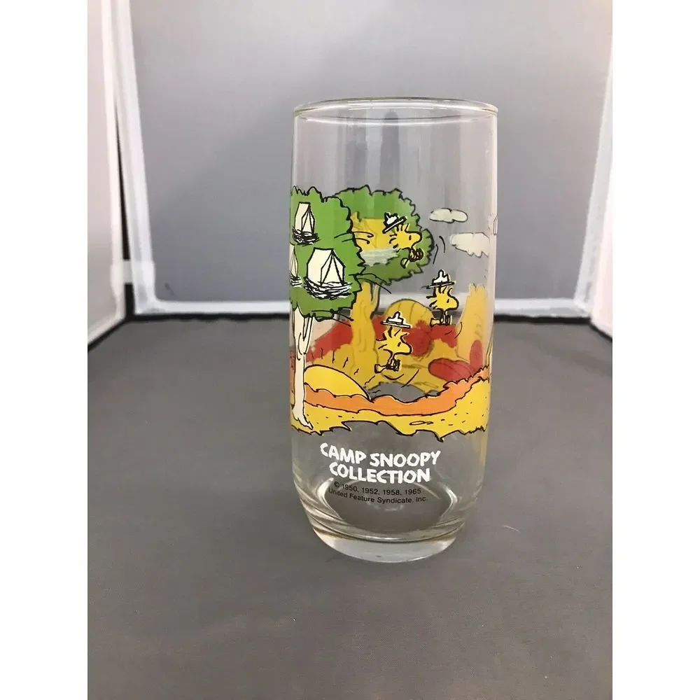 Vintage Camp Snoopy Peanuts‎ McDonald's Drinking Glass Charlie Brown Collectors
